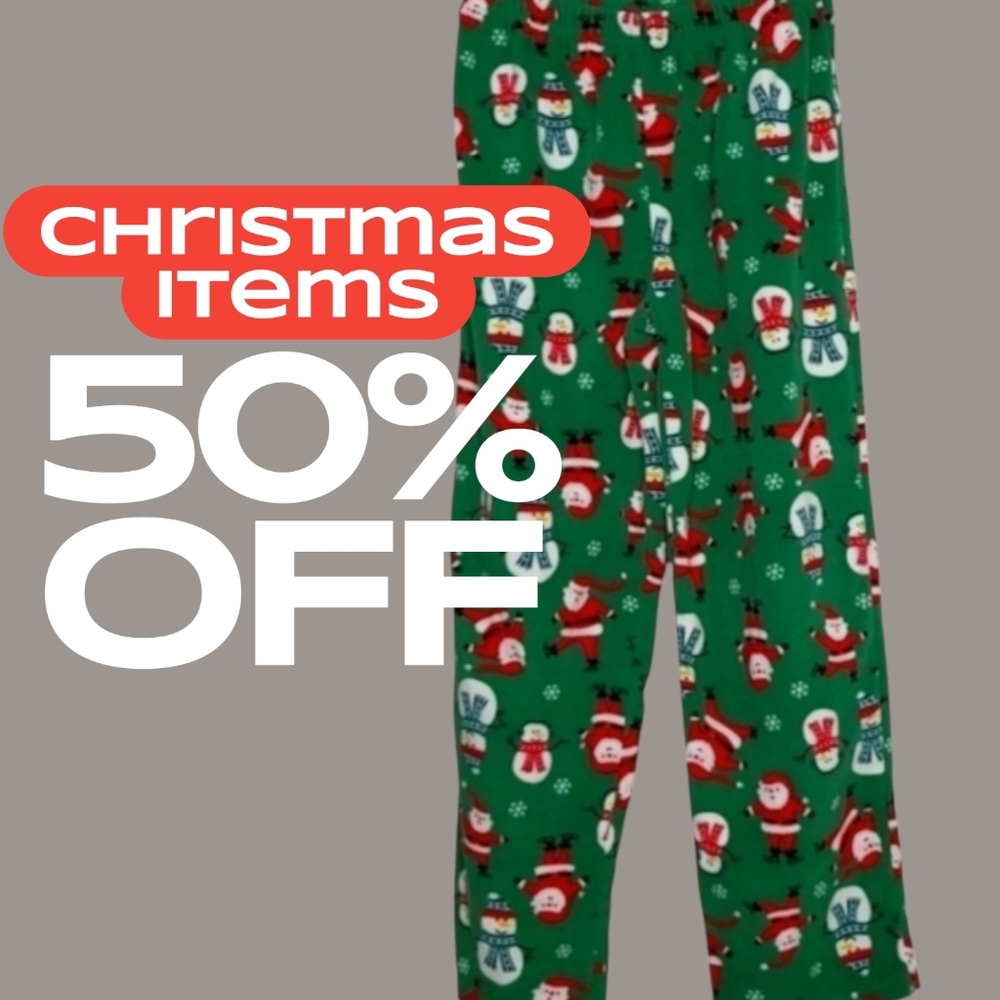 CARTER'S Christmas Green Fleece PJ Pants Kids Size 8